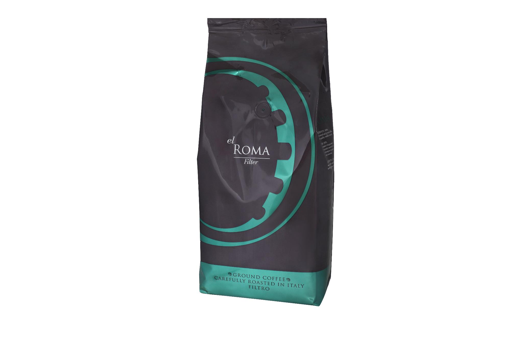 Caffe` El ROMA Filter, кофе жареный, молотый, 1 кг